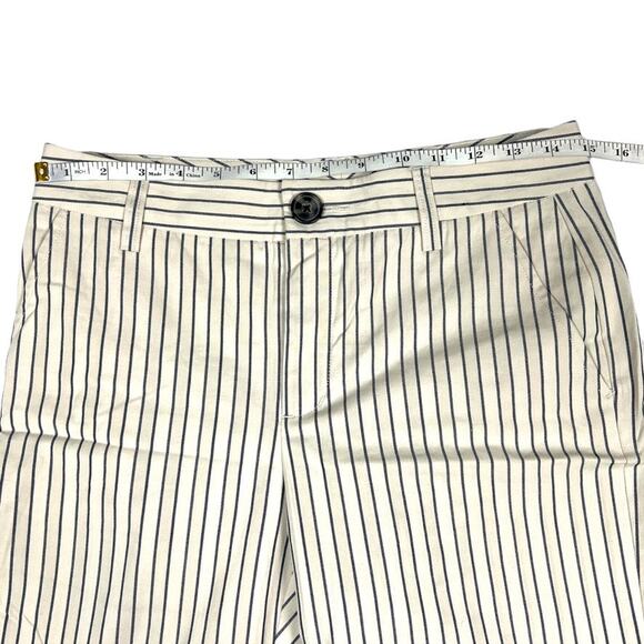 CAbi Pants #5316 Tick Tock Striped Cropped Bootcut Kick Flare Cream Blue Women 2 - Picture 4 of 13